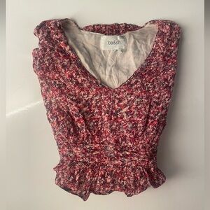 Pink Floral Cottagecore Sundress with Tiered Ruffles Sz S ba&sh